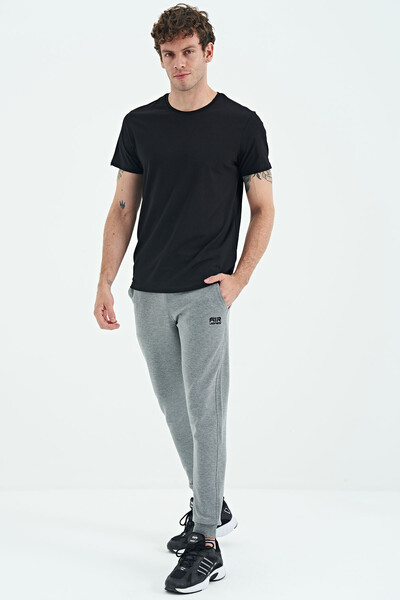 Tommylife Wholesale Alvin Standard Fit Basic Men's Jogger Sweatpants 84908 Gray Melange - Thumbnail