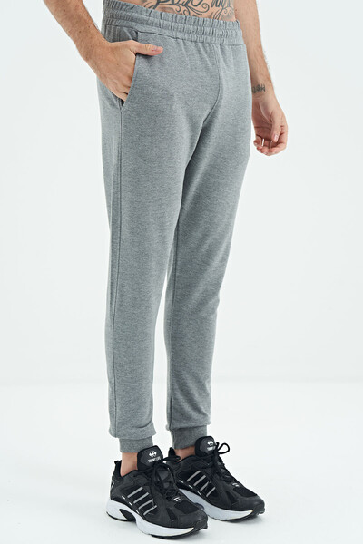 Tommylife Wholesale Alvin Standard Fit Basic Men's Jogger Sweatpants 84908 Gray Melange - Thumbnail