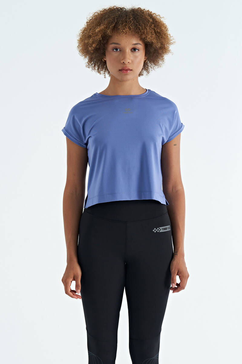 TOMMYLIFE - Tommylife Wholesale Amethyst Crew Neck Oversize Women's Crop T-Shirt - 97262