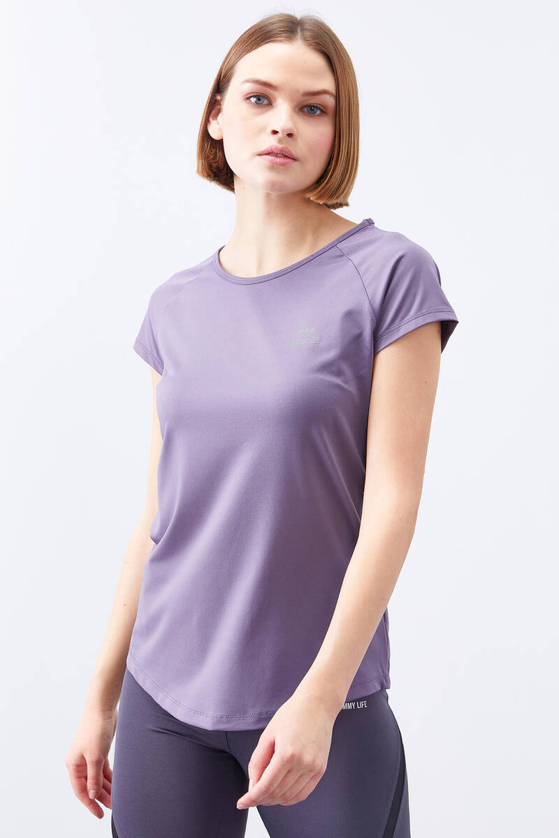TOMMYLIFE - Tommylife Wholesale Amethyst Short Sleeve Standard Fit Crew Neck Women's T-Shirt - 97101