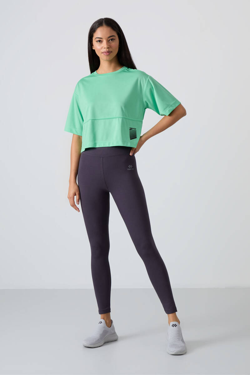 TOMMYLIFE - Tommylife Wholesale Anthracite High Waist Body-Hugging Slim Fit Skinny Leg Women's Leggings - 94011