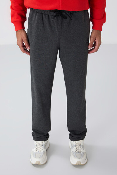 Tommylife Wholesale Anthracite Melange With Laced With Pockets Standard Mold Classic Hem Men's Sweatpant - 84682 - Thumbnail