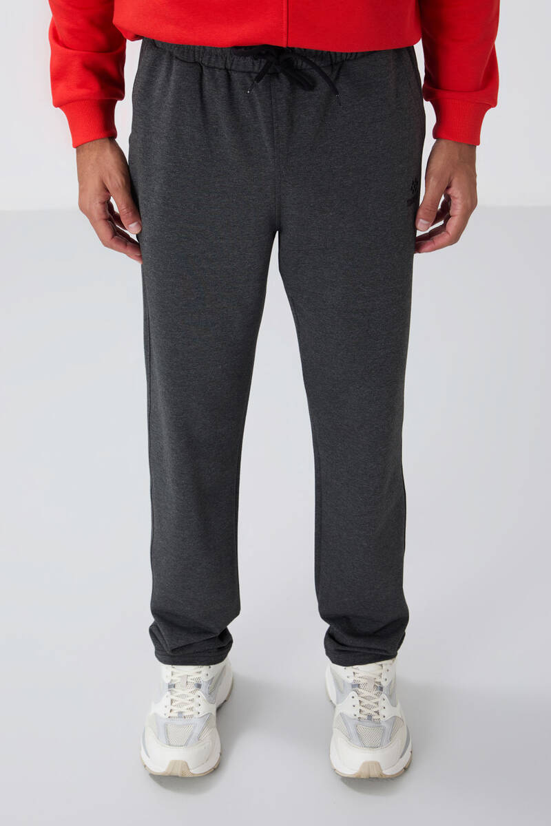 TOMMYLIFE - Tommylife Wholesale Anthracite Melange With Laced With Pockets Standard Mold Classic Hem Men's Sweatpant - 84682