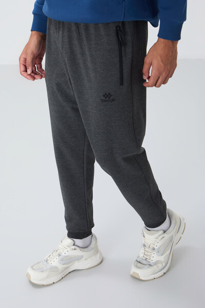 Tommylife Wholesale Anthracite Melange With Zipper Pockets Standard Mold Jogger Men's Sweatpant - 84651 - Thumbnail