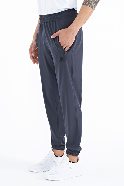 Tommylife Wholesale Anthracite Men's Basic Comfy Elastic Cuff Sweatpants - 84826 - Thumbnail