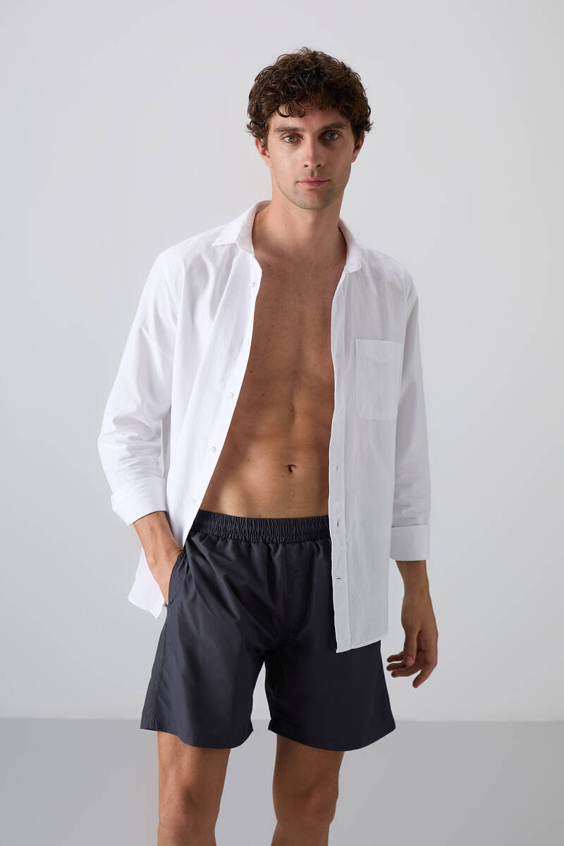 TOMMYLIFE - Tommylife Wholesale Anthracite Standard Fit Men's Swim Shorts - 81237