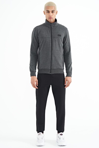 Tommylife Wholesale Anton Standard Fit Basic Men's Tracksuit Set 85178 Anthracite Melange - Black - Thumbnail