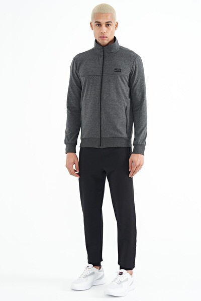 Tommylife Wholesale Anton Standard Fit Basic Men's Tracksuit Set 85178 Anthracite Melange - Black - Thumbnail