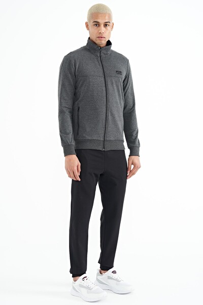 Tommylife Wholesale Anton Standard Fit Basic Men's Tracksuit Set 85178 Anthracite Melange - Black - Thumbnail