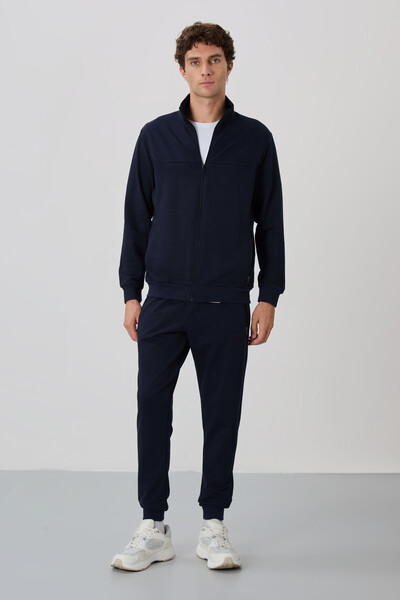 Tommylife Wholesale Anton Standard Fit Basic Men's Tracksuit Set 85178 Indigo - Thumbnail