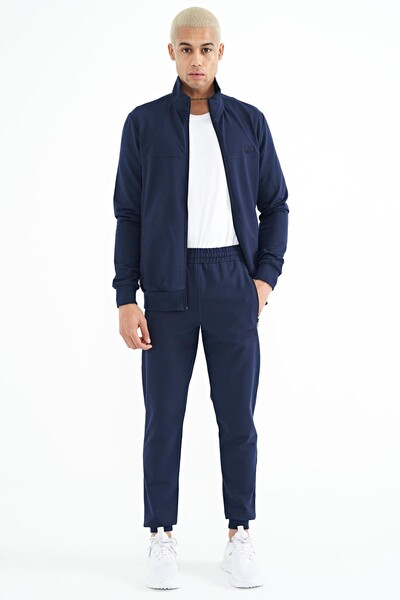 Tommylife Wholesale Anton Standard Fit Basic Men's Tracksuit Set 85178 Indigo - Thumbnail