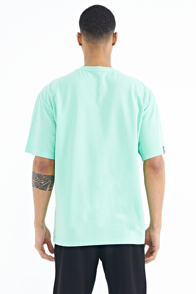 Tommylife Wholesale Aqua Green Basic Oversize Men's T-Shirt - 88193 - Thumbnail