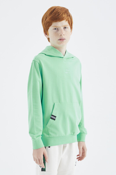 Tommylife Wholesale Aqua Green Hooded Boys' Sweatshirt - 11177 - Thumbnail