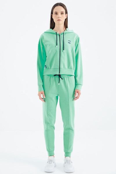 Tommylife Wholesale Aqua Green Hooded Oversize Women's Tracksuit Set - 95322 - Thumbnail