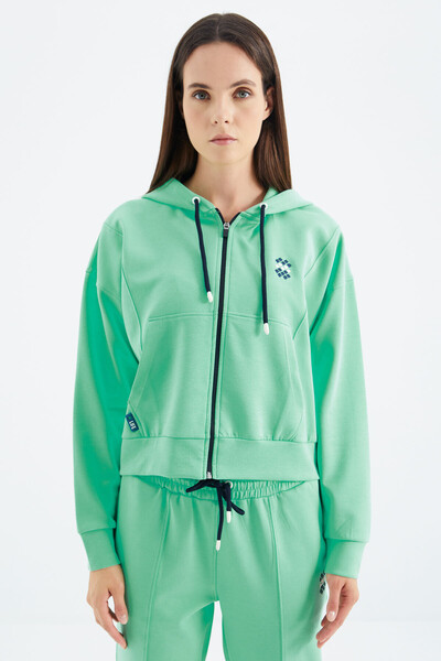 Tommylife Wholesale Aqua Green Hooded Oversize Women's Tracksuit Set - 95322 - Thumbnail