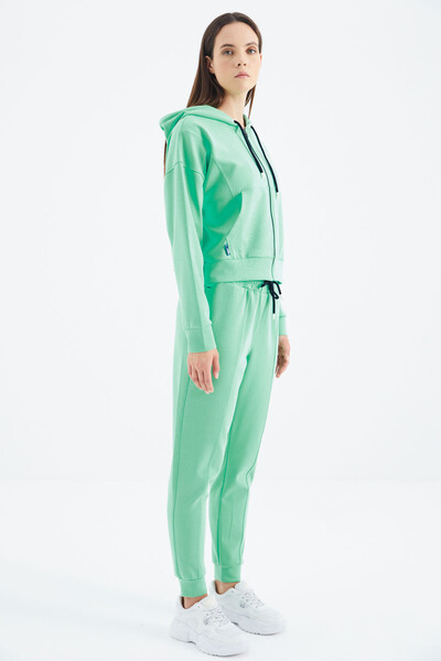 Tommylife Wholesale Aqua Green Hooded Oversize Women's Tracksuit Set - 95322 - Thumbnail