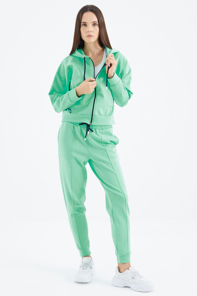Tommylife Wholesale Aqua Green Hooded Oversize Women's Tracksuit Set - 95322 - Thumbnail