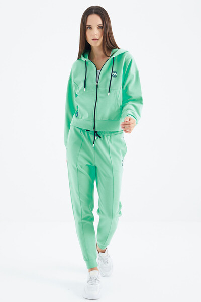 Tommylife Wholesale Aqua Green Hooded Oversize Women's Tracksuit Set - 95322 - Thumbnail