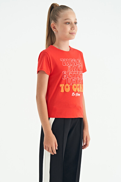 Tommylife Wholesale Aqua Green Round Neck Comfy Girls T-Shirt - 75129 - Thumbnail