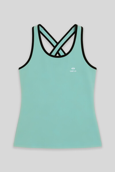 TOMMYLIFE - Tommylife Wholesale Aqua Green Sleeveless Standard Fit Women's Sports Tank Top - 97094