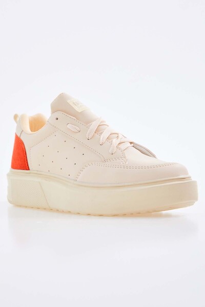 Tommylife Wholesale Beige - Terracotta Comfy Women's Sneakers - 89105 - Thumbnail