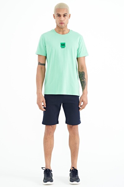 Tommylife Wholesale Bert Crew Neck Standard Fit Printed Men's T-Shirt 88210 Aqua Green - Thumbnail