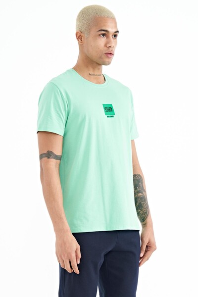 Tommylife Wholesale Bert Crew Neck Standard Fit Printed Men's T-Shirt 88210 Aqua Green - Thumbnail