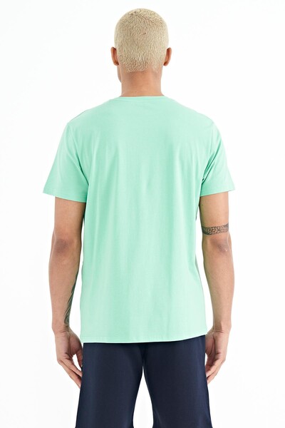 Tommylife Wholesale Bert Crew Neck Standard Fit Printed Men's T-Shirt 88210 Aqua Green - Thumbnail