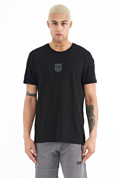 Tommylife Wholesale Bert Crew Neck Standard Fit Printed Men's T-Shirt 88210 Black - Thumbnail