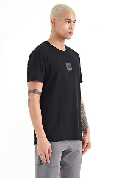 Tommylife Wholesale Bert Crew Neck Standard Fit Printed Men's T-Shirt 88210 Black - Thumbnail