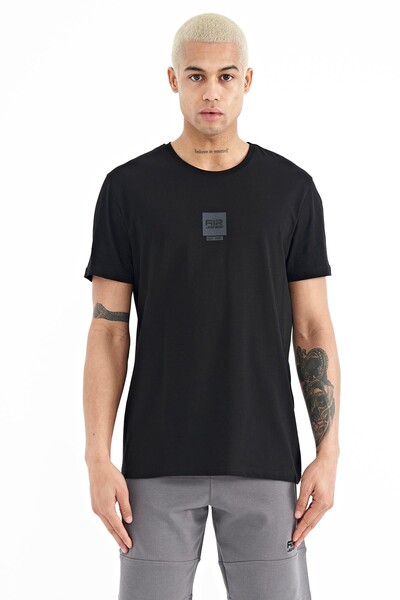 Tommylife Wholesale Bert Crew Neck Standard Fit Printed Men's T-Shirt 88210 Black - Thumbnail