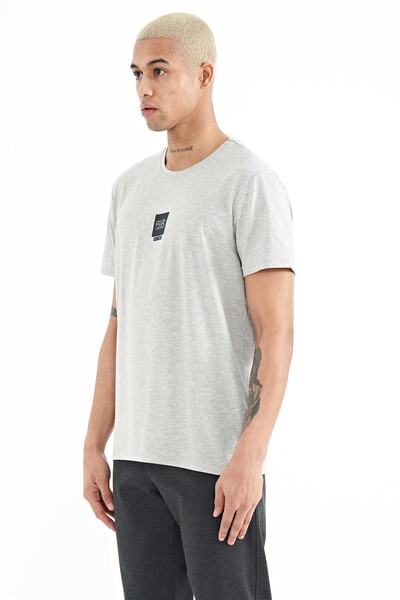 Tommylife Wholesale Bert Crew Neck Standard Fit Printed Men's T-Shirt 88210 Gray Melange - Thumbnail