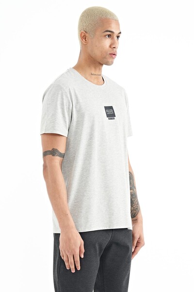 Tommylife Wholesale Bert Crew Neck Standard Fit Printed Men's T-Shirt 88210 Gray Melange - Thumbnail