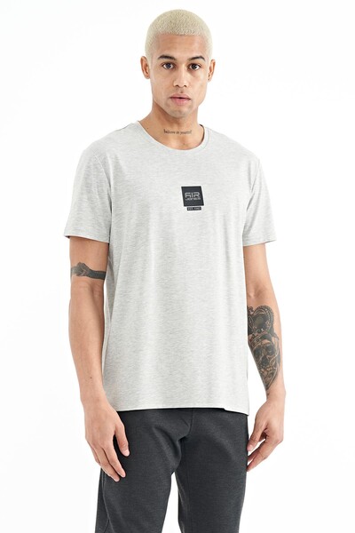 Tommylife Wholesale Bert Crew Neck Standard Fit Printed Men's T-Shirt 88210 Gray Melange - Thumbnail