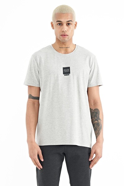 Tommylife Wholesale Bert Crew Neck Standard Fit Printed Men's T-Shirt 88210 Gray Melange - Thumbnail