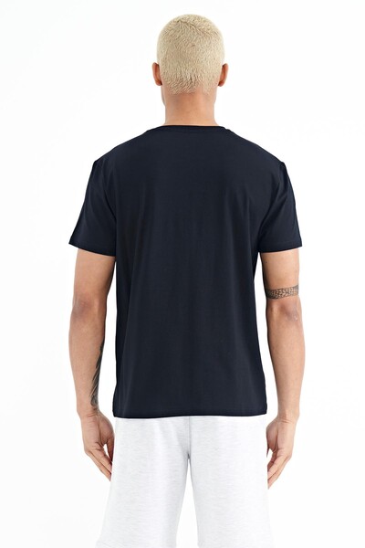 Tommylife Wholesale Bert Crew Neck Standard Fit Printed Men's T-Shirt 88210 Navy Blue - Thumbnail