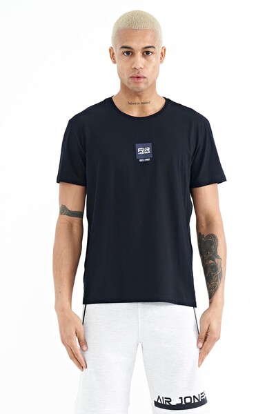 Tommylife Wholesale Bert Crew Neck Standard Fit Printed Men's T-Shirt 88210 Navy Blue - Thumbnail