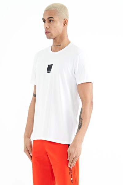 Tommylife Wholesale Bert Crew Neck Standard Fit Printed Men's T-Shirt 88210 White - Thumbnail