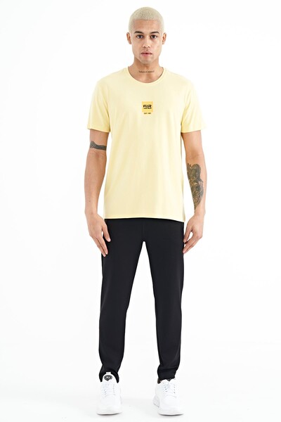 Tommylife Wholesale Bert Crew Neck Standard Fit Printed Men's T-Shirt 88210 Yellow - Thumbnail