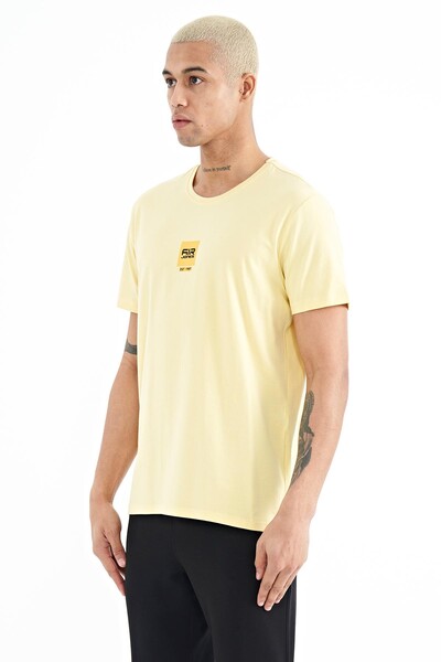 Tommylife Wholesale Bert Crew Neck Standard Fit Printed Men's T-Shirt 88210 Yellow - Thumbnail