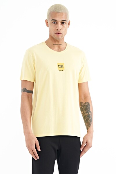 Tommylife Wholesale Bert Crew Neck Standard Fit Printed Men's T-Shirt 88210 Yellow - Thumbnail