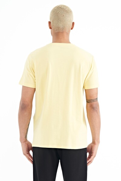 Tommylife Wholesale Bert Crew Neck Standard Fit Printed Men's T-Shirt 88210 Yellow - Thumbnail