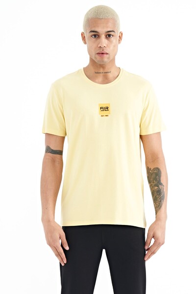 Tommylife Wholesale Bert Crew Neck Standard Fit Printed Men's T-Shirt 88210 Yellow - Thumbnail