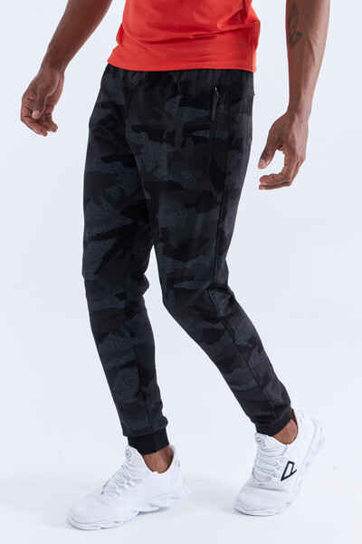 Tommylife Wholesale Black Camouflage With Camouflage Pattern Slim Fit Jogger Men's Sweatpant - 84754 - Thumbnail