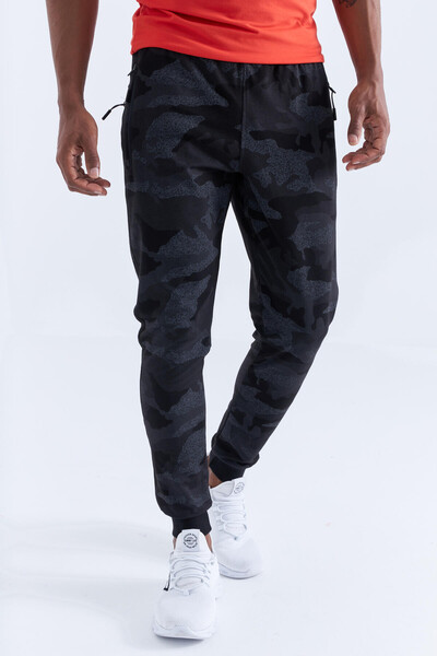 Tommylife Wholesale Black Camouflage With Camouflage Pattern Slim Fit Jogger Men's Sweatpant - 84754 - Thumbnail