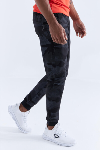 Tommylife Wholesale Black Camouflage With Camouflage Pattern Slim Fit Jogger Men's Sweatpant - 84754 - Thumbnail