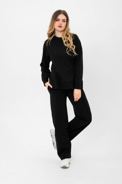 Tommylife Wholesale Black Comfort Fit Women's Sweatshirt - 02136 - Thumbnail
