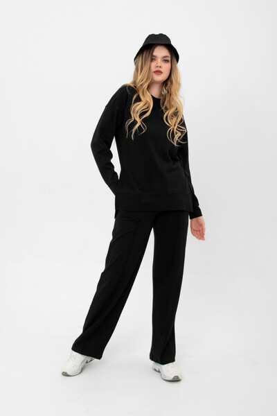 Tommylife Wholesale Black Comfort Fit Women's Sweatshirt - 02136 - Thumbnail