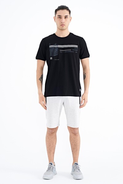 Tommylife Wholesale Black Crew Neck Standard Fit Men's T-Shirt - 88183 - Thumbnail