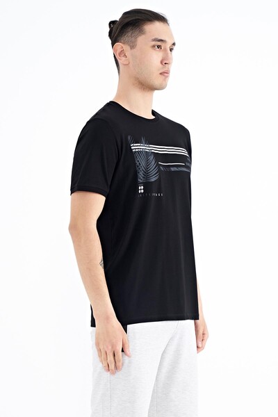 Tommylife Wholesale Black Crew Neck Standard Fit Men's T-Shirt - 88183 - Thumbnail